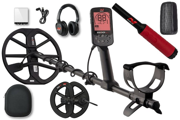 Metalldetektor Minelab Equinox 900 mit Funkkopfhörer und 2 Suchspulen sowie PRO-FIND 40 Pinpointer
